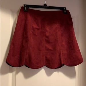 Garnett Suede Mini Skirt with Scalloped hem
